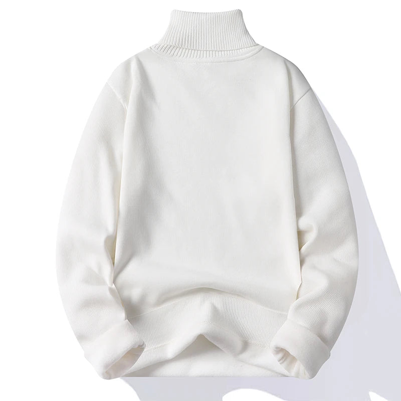 Mens Knitted Turtleneck Sweater Slim Fit Casual