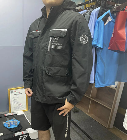 Men's Windbreaker Jacket Waterproof Hooded Soft Shell