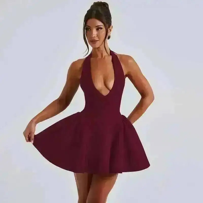 Avrilyaan Off Shoulder Backless A-line Mini Dress