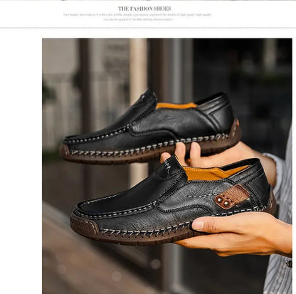 Men's Genuine Leather Slip-On Loafers Casual Shoes
