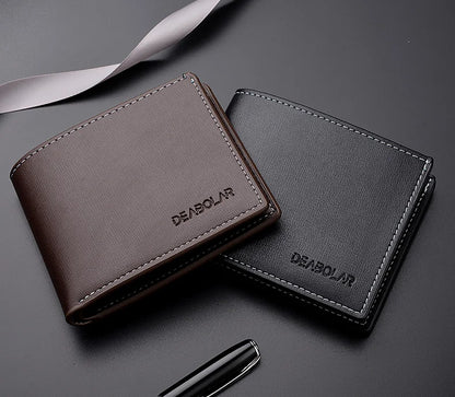 PU Leather Short Wallet for Men in Thin Folding Design