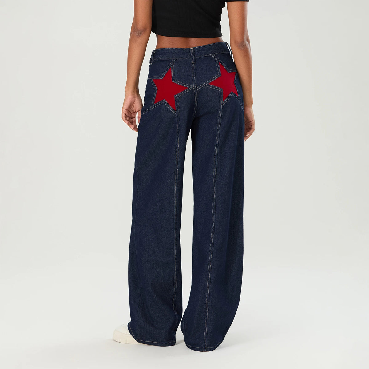 Women's Vintage Star Pattern Loose Denim Jeans