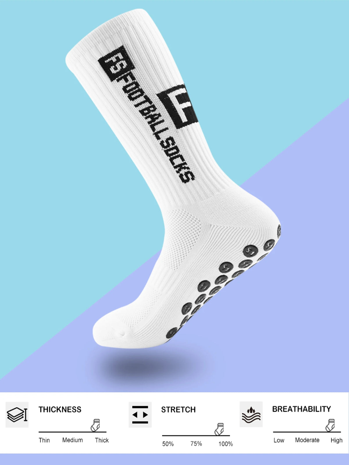 Men's Anti Slip Soccer Socks with Grippers 4 Pairs