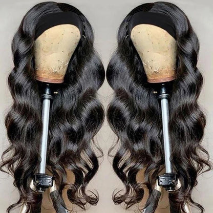Body Wave Headband Wig Remy Human Hair Natural Black
