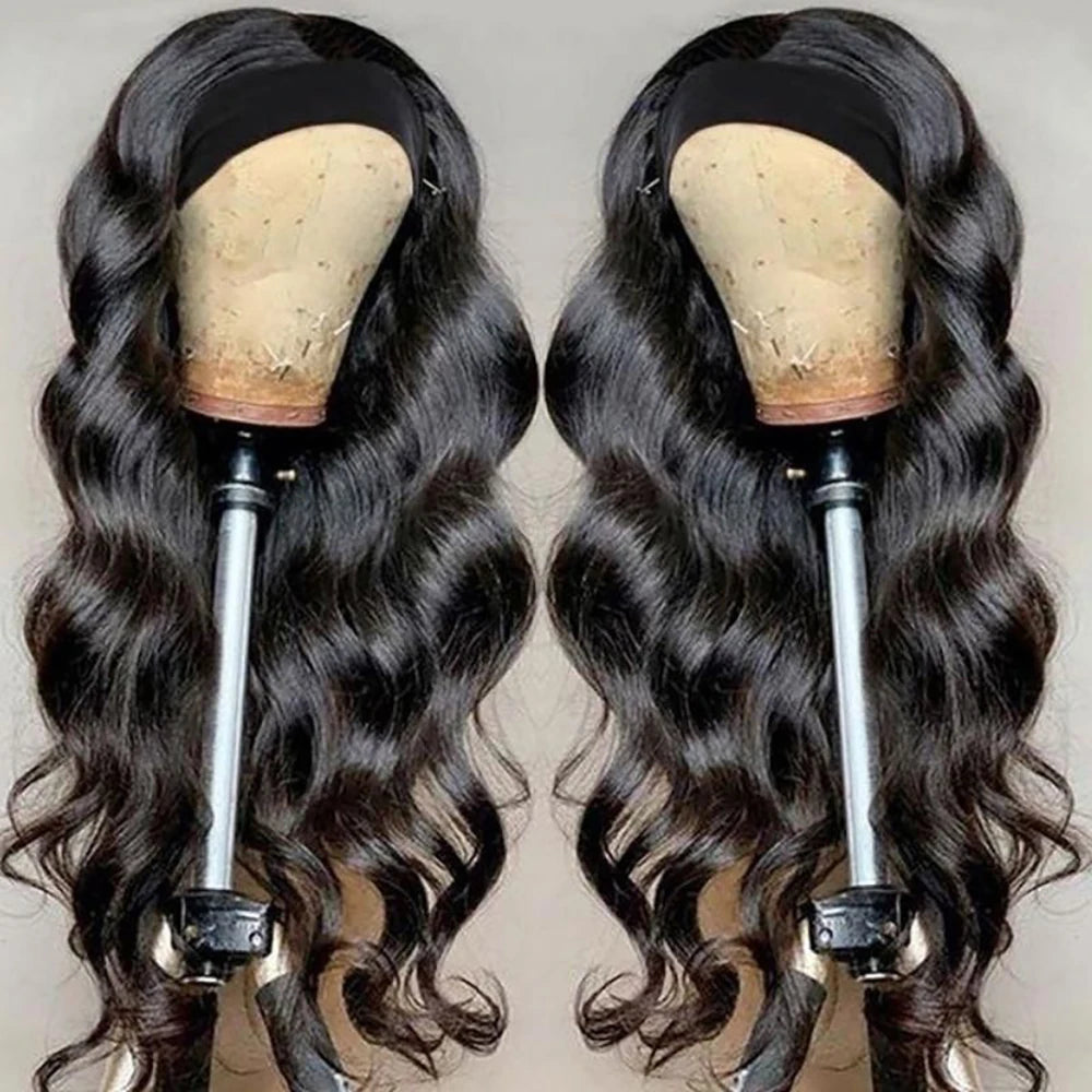 Body Wave Headband Wig Remy Human Hair Natural Black