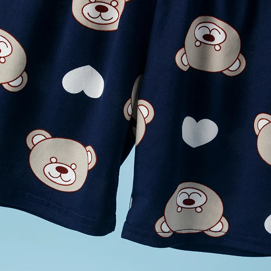 Children's Casual Joker Bear Print Pajama Set