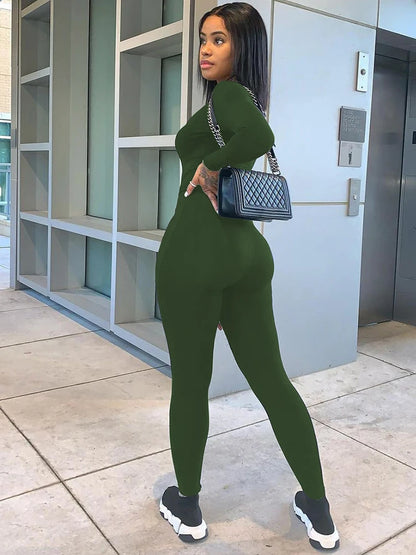 Dulzura Women Long Sleeve Bodycon Jumpsuit Overall