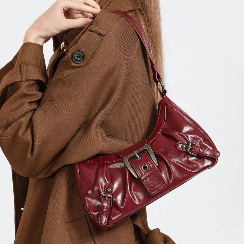 Y2K Retro Pleated Hobo Shoulder Bag for Women
