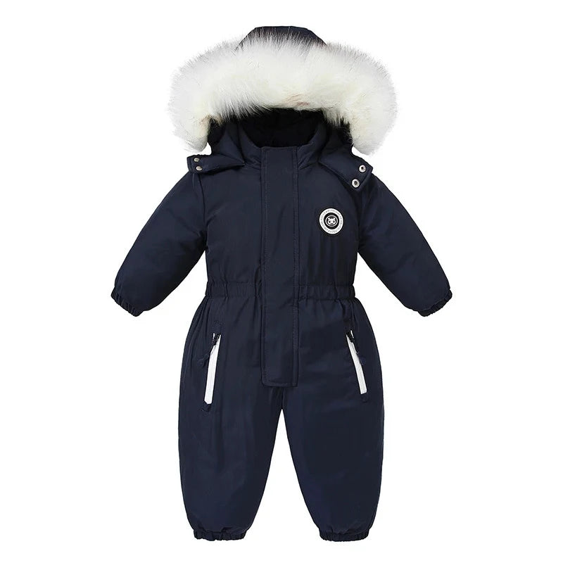 Winter Baby Ski Suit Plus Velvet Jumpsuit Waterproof