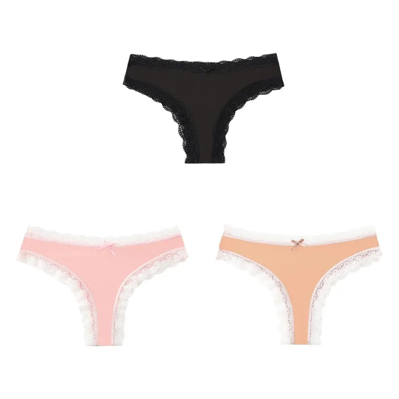 BZEL Women Lace Thong Panties Low-Waist G-String Leopard