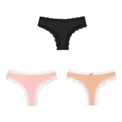 BZEL Women Lace Thong Panties Low-Waist G-String Leopard
