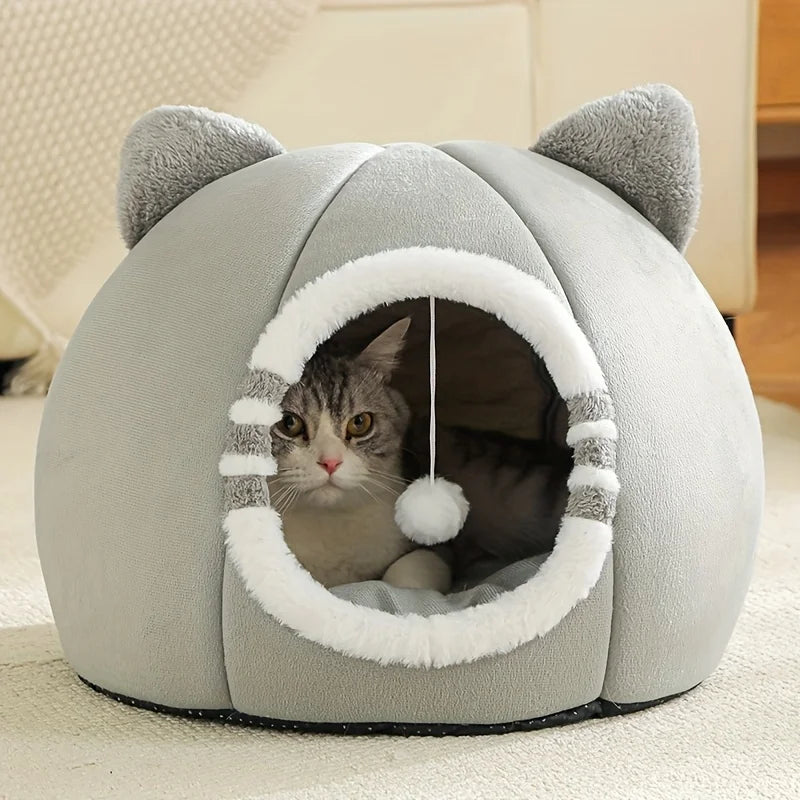 Deep Sleeping Cat Bed Cave Nest Plush Soft Mat