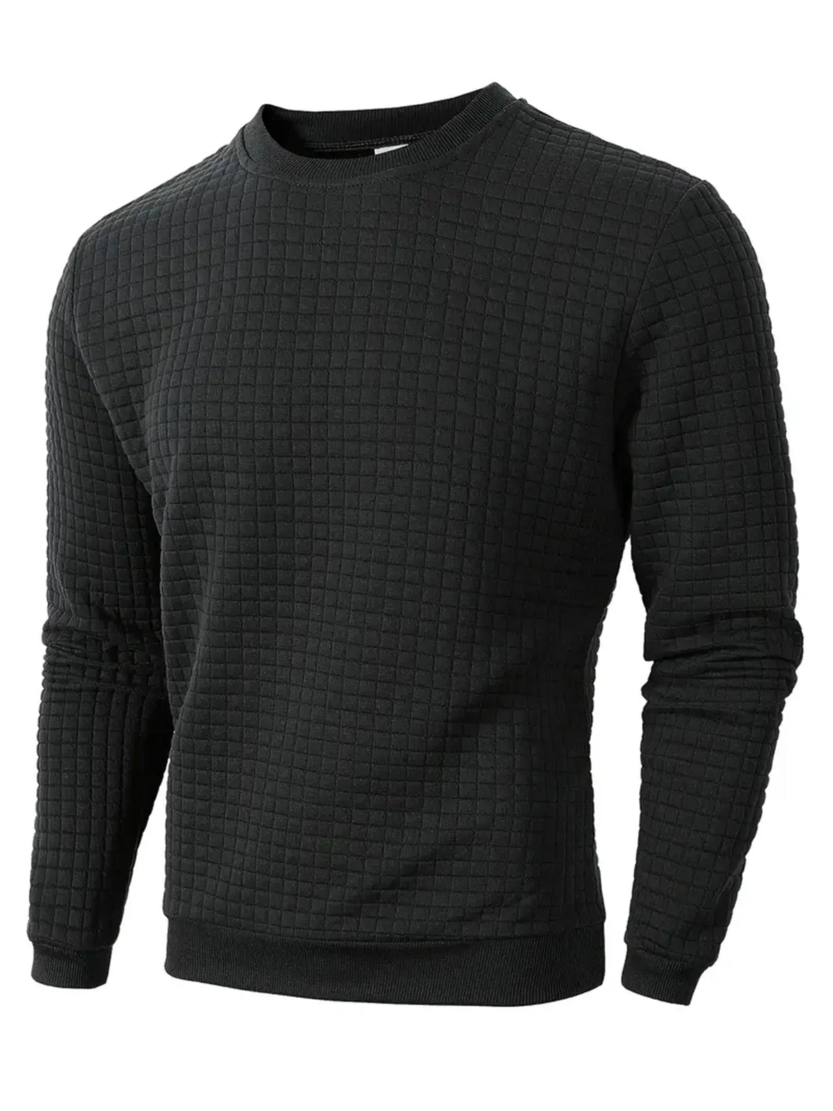 Men's Casual Jacquard Check Pullover Sweatshirt