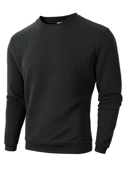 Men's Casual Jacquard Check Pullover Sweatshirt