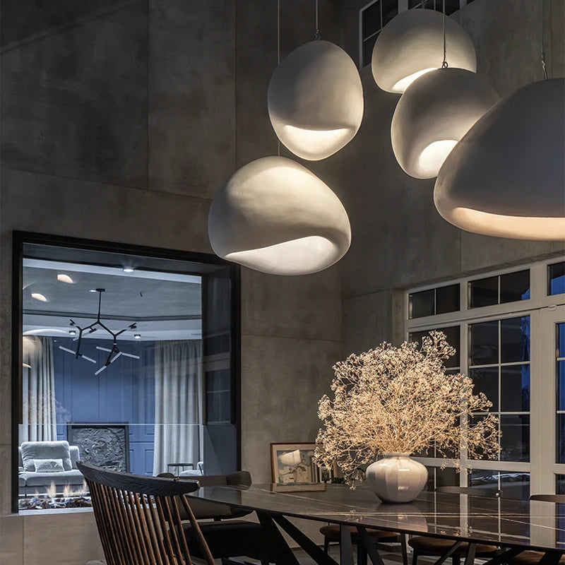 Nordic Wabi Sabi Pendant Lamp Brushed Nickel LED Chandelier
