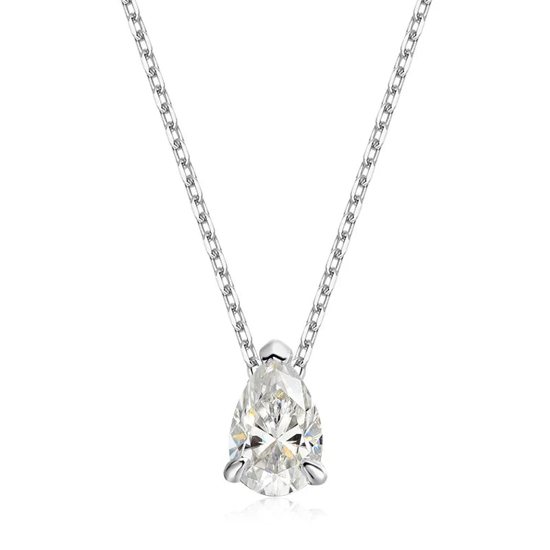 Smyoue Pear Cut Moissanite Necklace 925 Sterling Silver