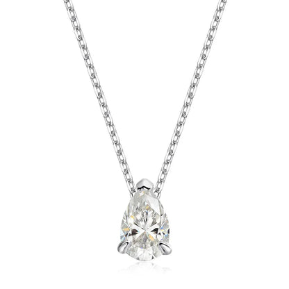 Smyoue Pear Cut Moissanite Necklace 925 Sterling Silver