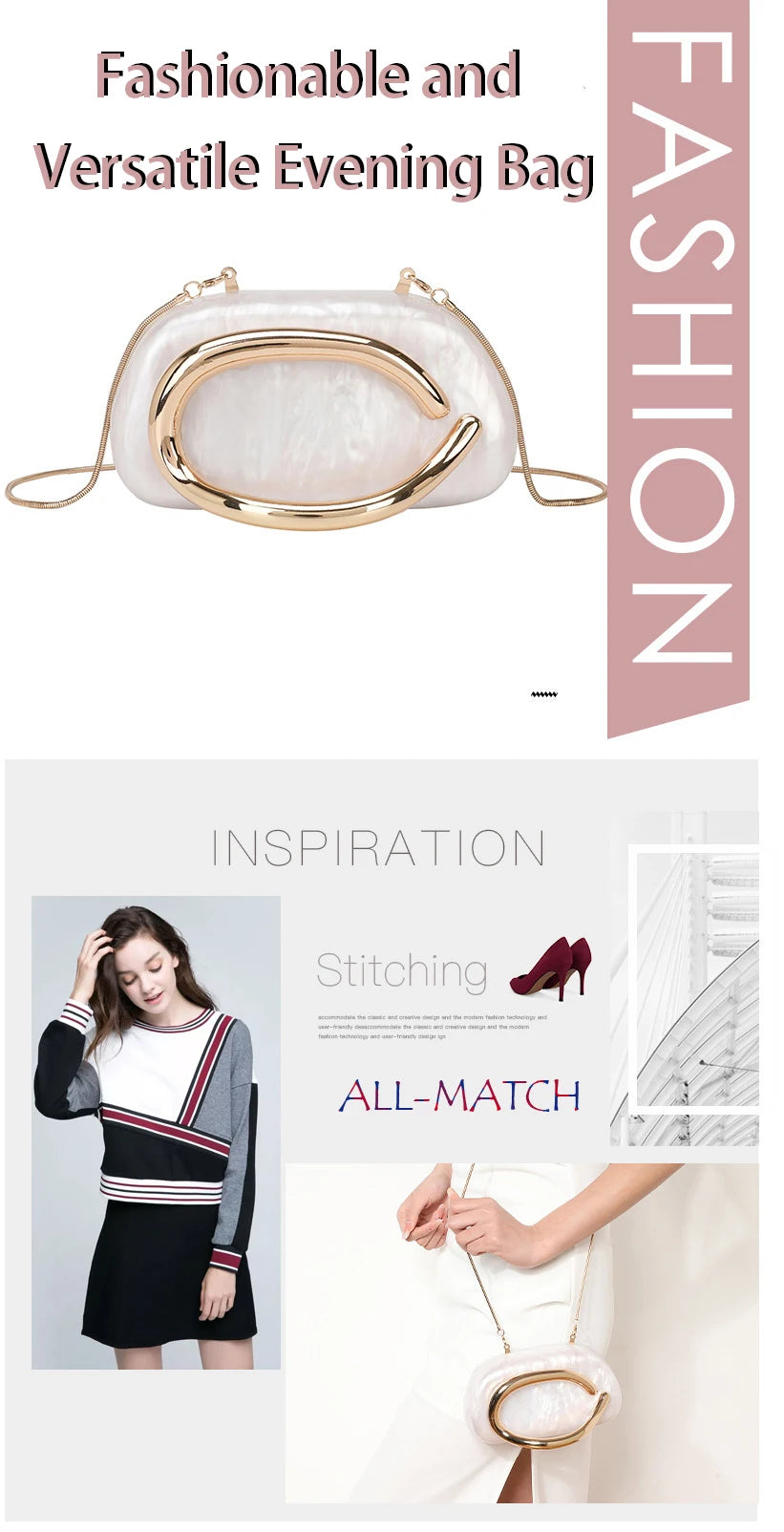 Gold PVC Evening Clutch Bag for Women