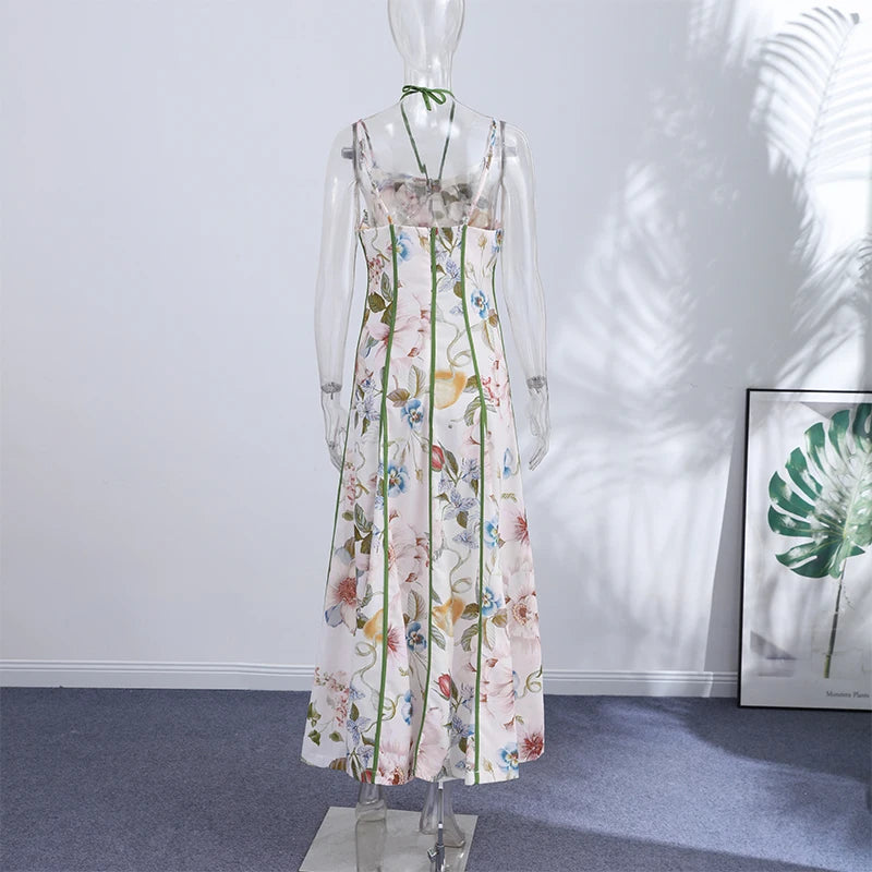 Elegant Printed A-Line Women's Dress in Polyester