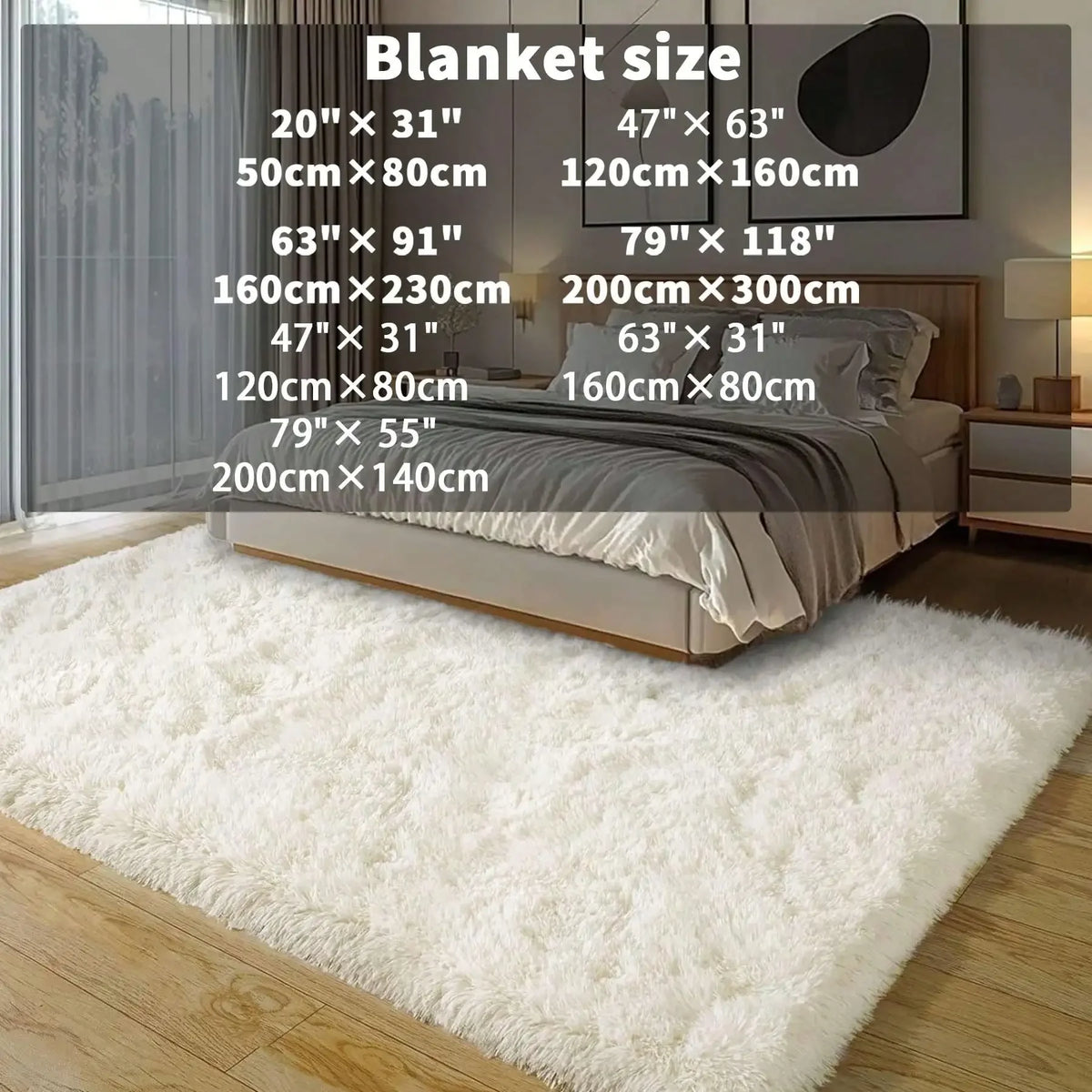 Black Plush Long-Pile Carpet, Soft Non-Slip Rug
