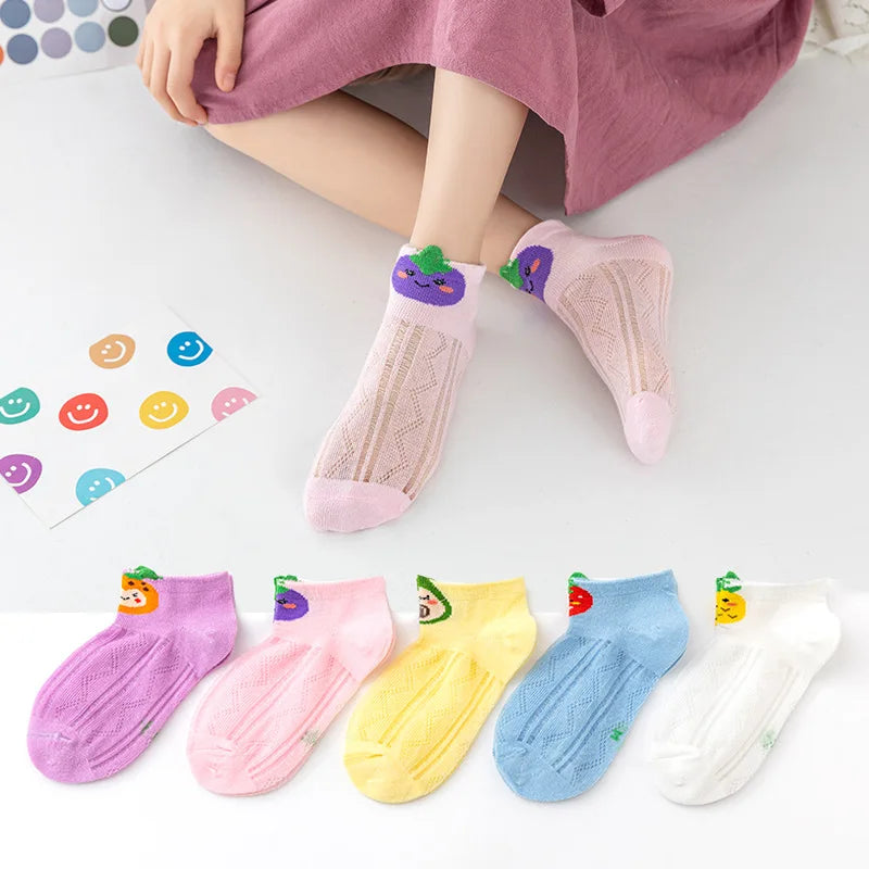 Children's Summer Fishnet Cotton Socks Set