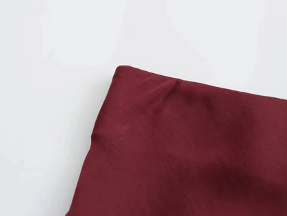 Vintage Satin Solid Long Skirt Women High Waist