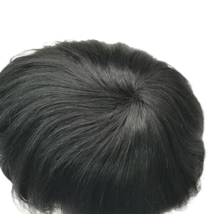Fine Mono Toupee for Men Natural Black Human Hair
