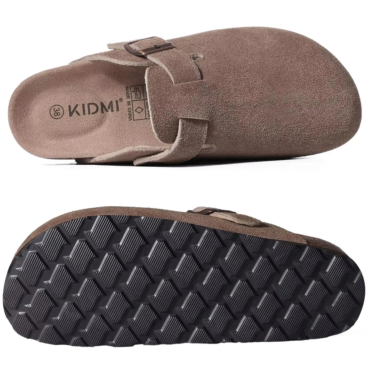 Genuine Leather Clogs with Cork Footbed for Women