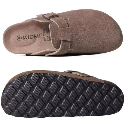 Genuine Leather Clogs with Cork Footbed for Women