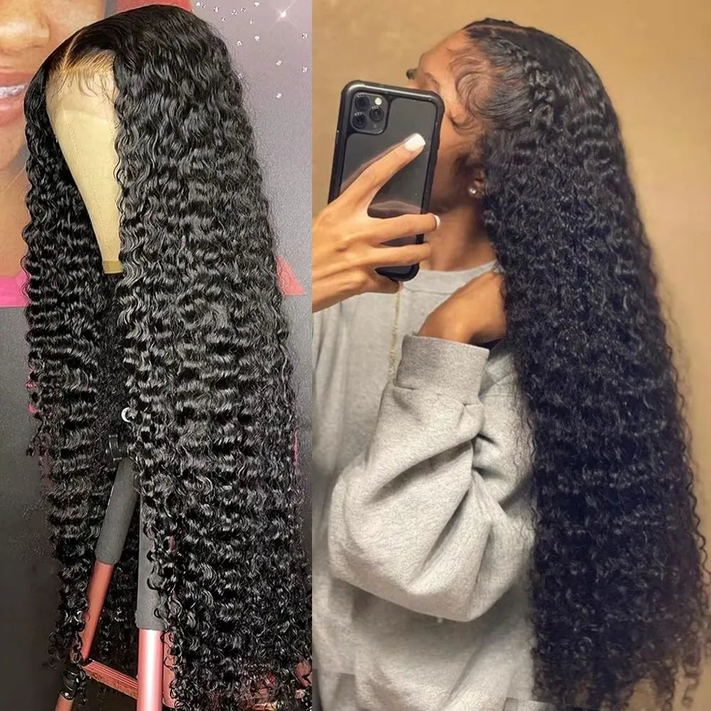Curly Deep Wave Lace Front Wig Human Hair 200% Density