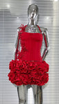 Black Red Women Strapless Bodycon Mini Skirt Set