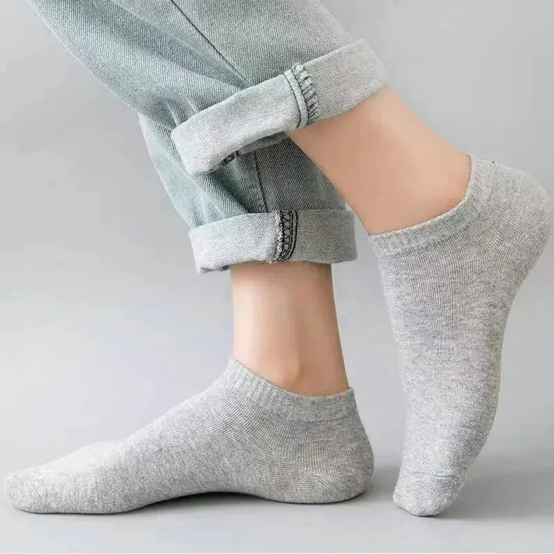 Unisex Ankle Socks Cotton Breathable Sports Black White Gray