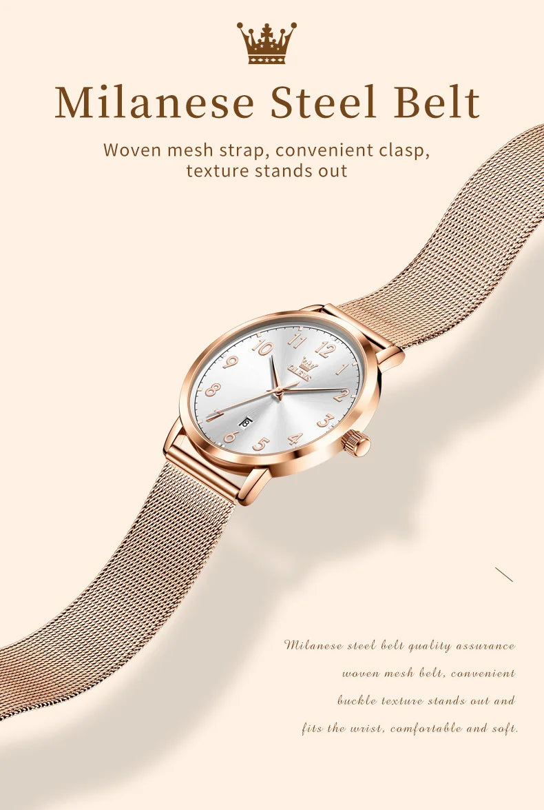 OLEVS 5653 Women's Rose Gold Quartz Watch
