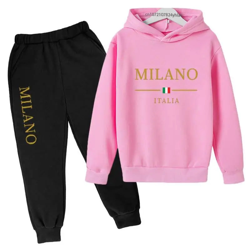 Kids Pullover Hoodie and Pants Tracksuit Set