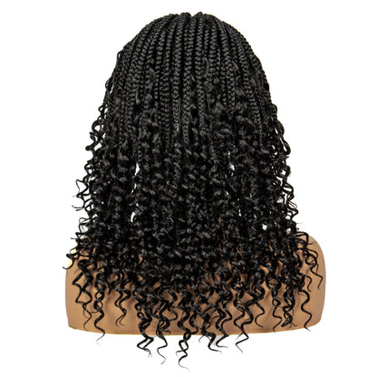 Knotless Box Braided Wigs with Curly Ends 16 Inches Synthetic