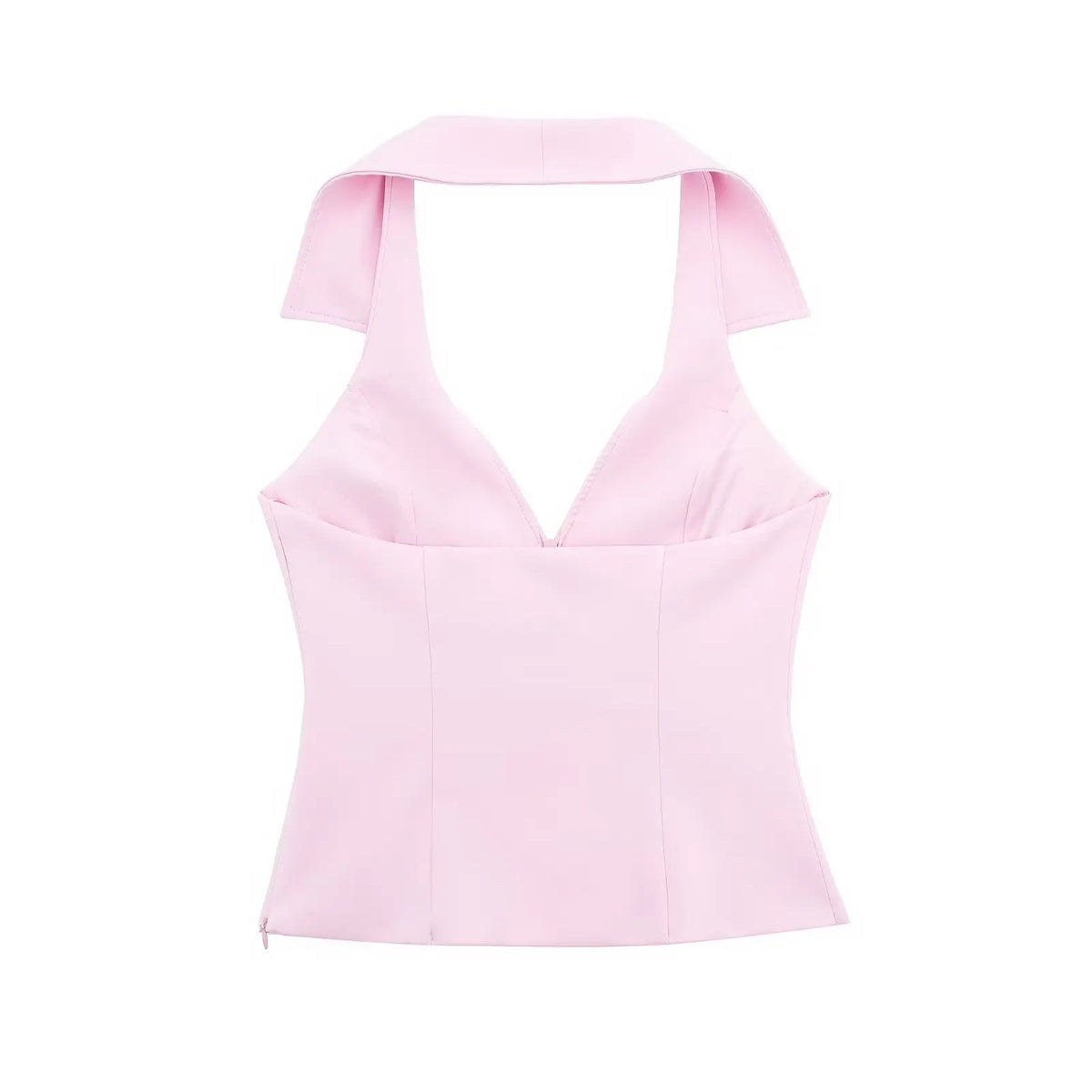 Women Summer 2 Piece Set V-Neck Backless Zipper Top