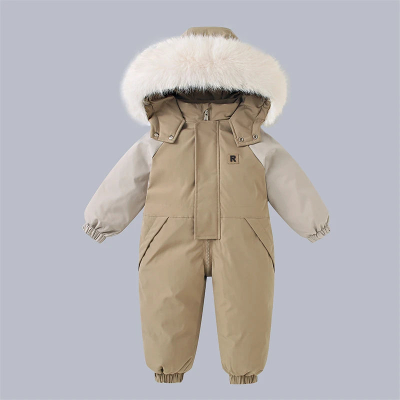 Winter Baby Ski Suit Plus Velvet Jumpsuit Waterproof