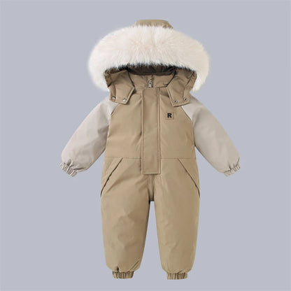 Winter Baby Ski Suit Plus Velvet Jumpsuit Waterproof