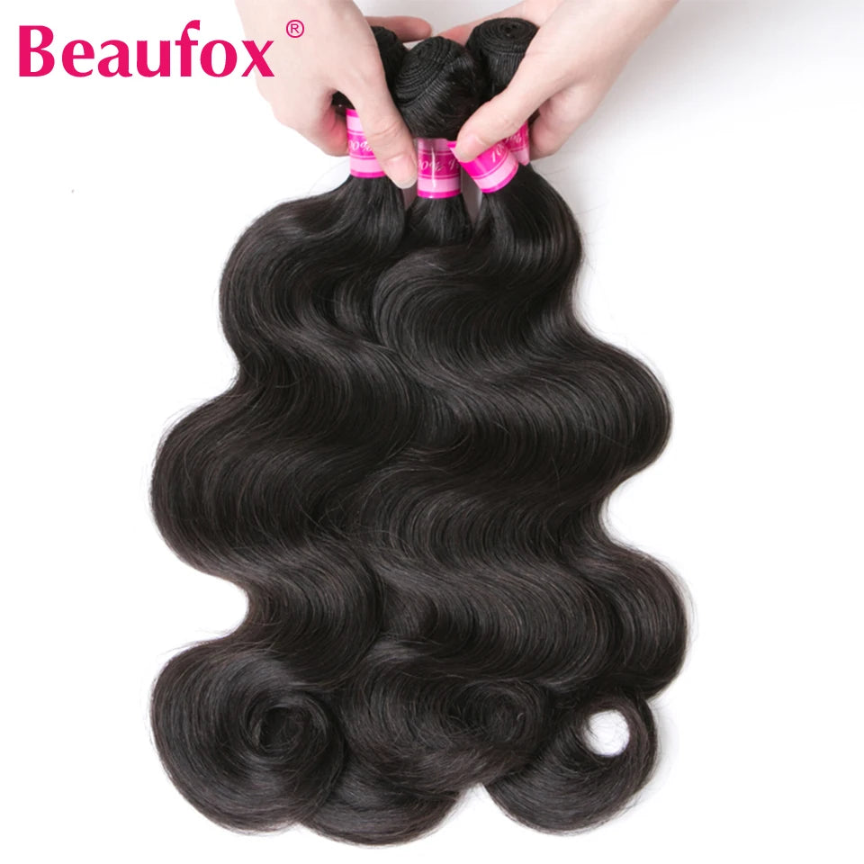 Beaufox Body Wave Brazilian Hair Weave Bundles 8-32 Inch Jet Black