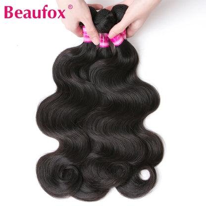 Beaufox Body Wave Brazilian Hair Weave Bundles 8-32 Inch Jet Black