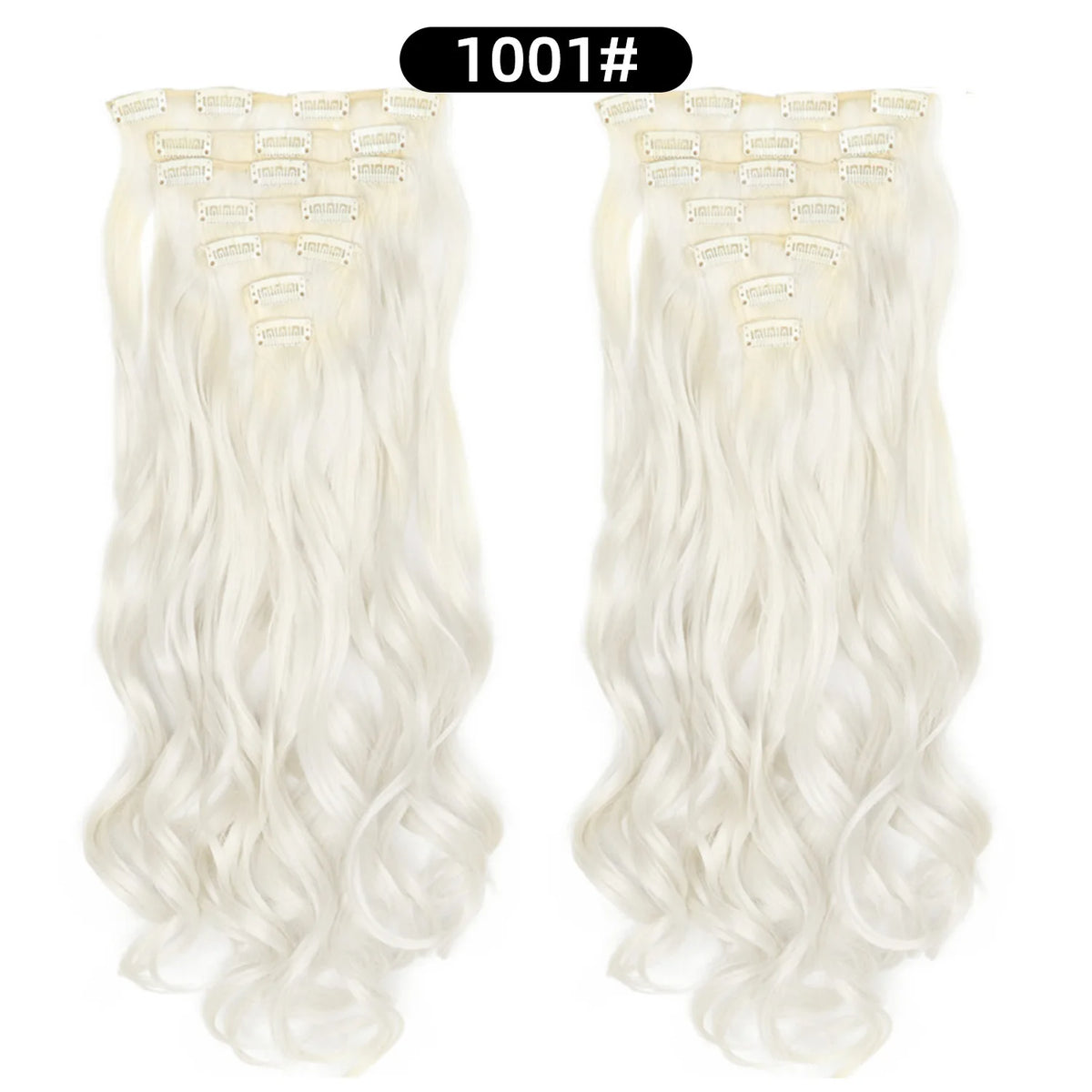 22 Inch Curly Wavy Clip In Hair Extensions Synthetic