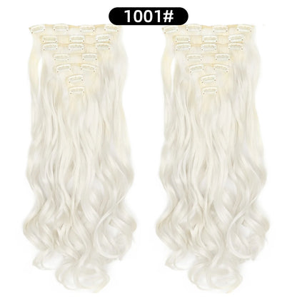 22 Inch Curly Wavy Clip In Hair Extensions Synthetic