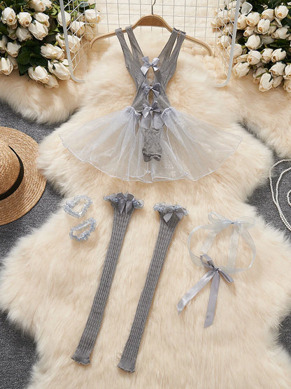 Women Transparent Lace Up Halter Bodysuit Romper
