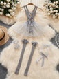 Women Transparent Lace Up Halter Bodysuit Romper