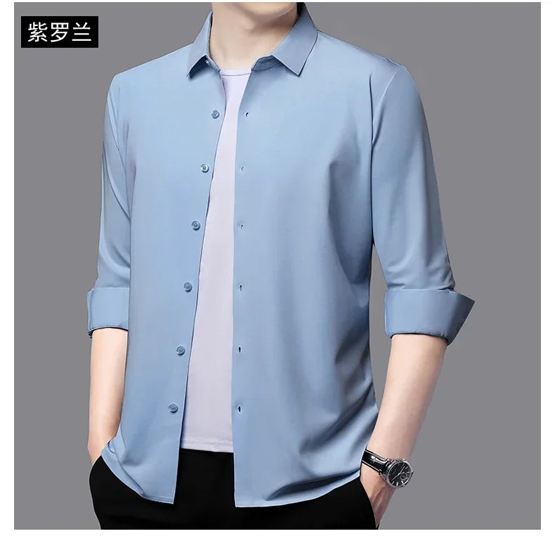 Men's Ultra-Stretch Slim-Fit Long Sleeve Shirt