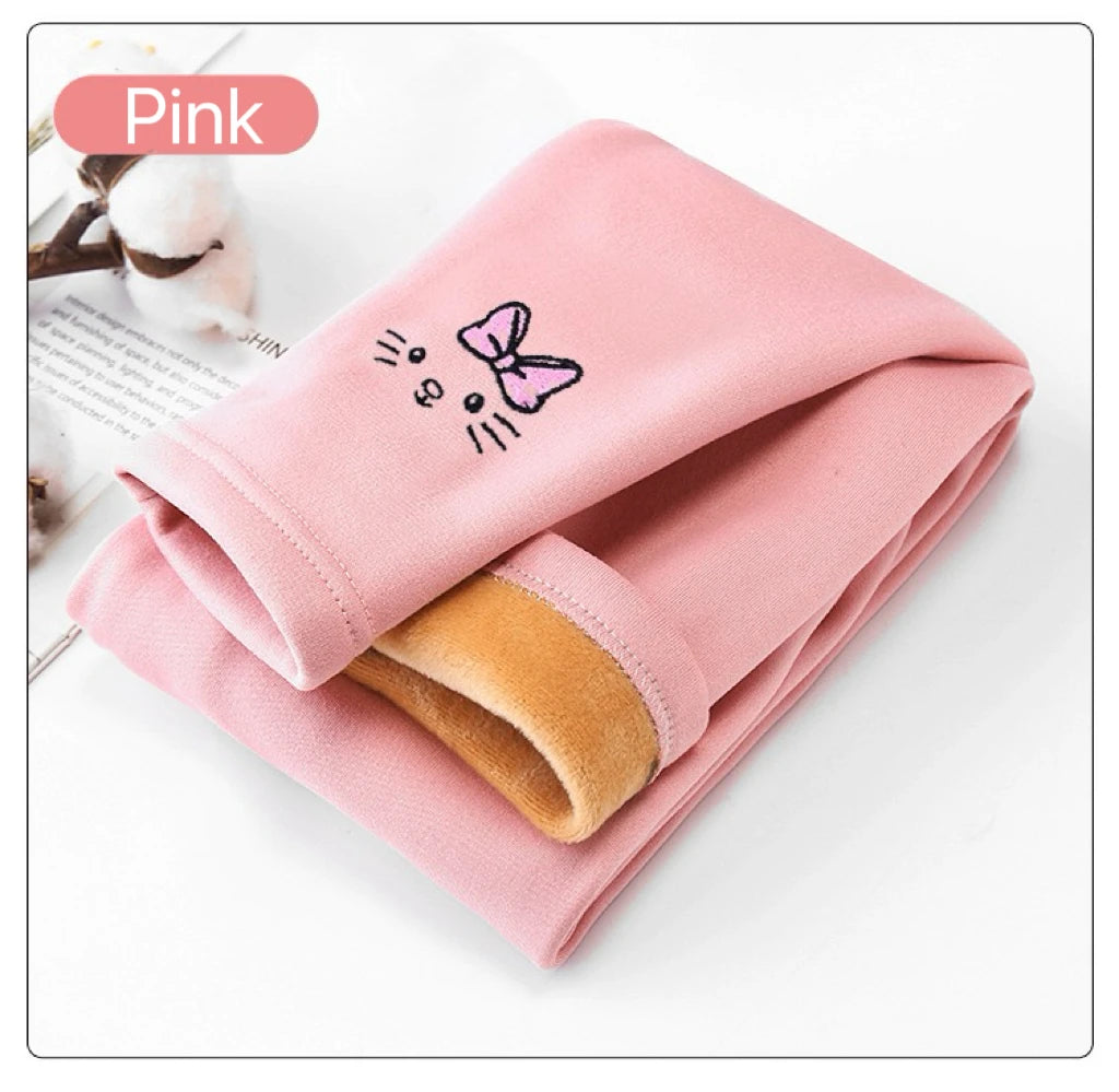 Fleece-Lined Thermal Leggings for Girls
