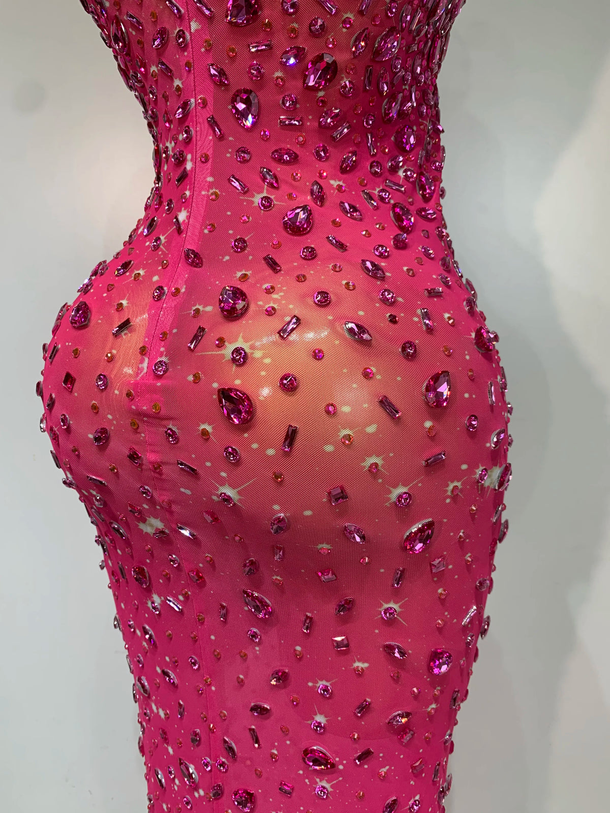 Luxury Rhinestone Mesh Bodycon Dress for Women