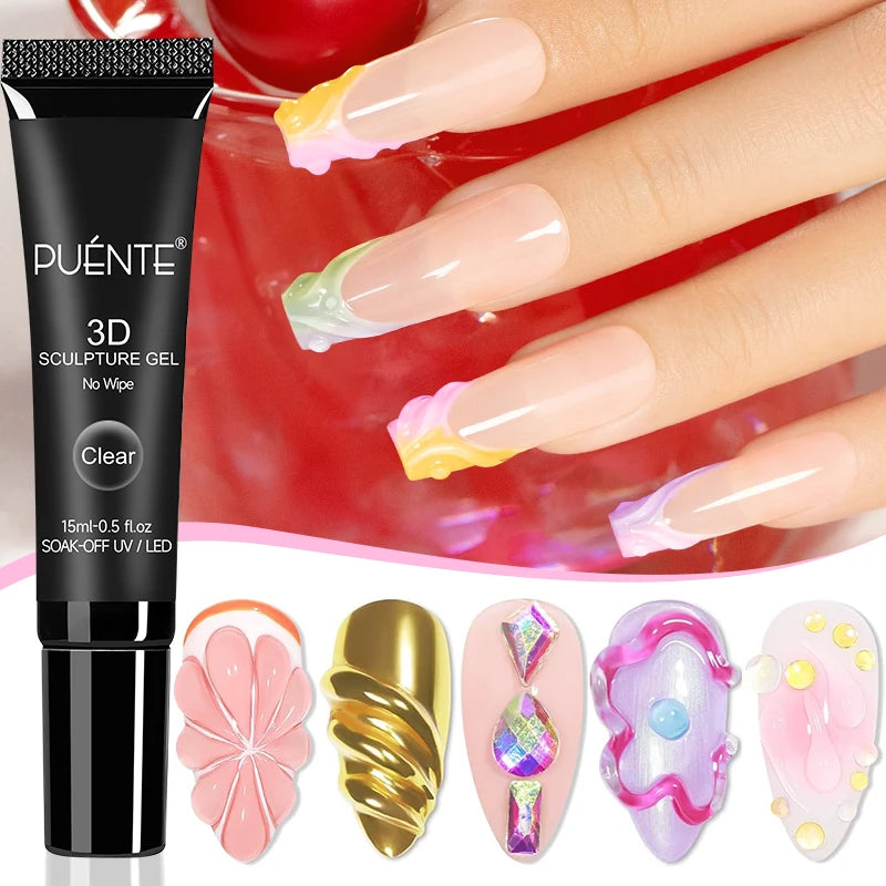 Clear 3D No Wipe Sculpture Gel Nail Polish 15ML