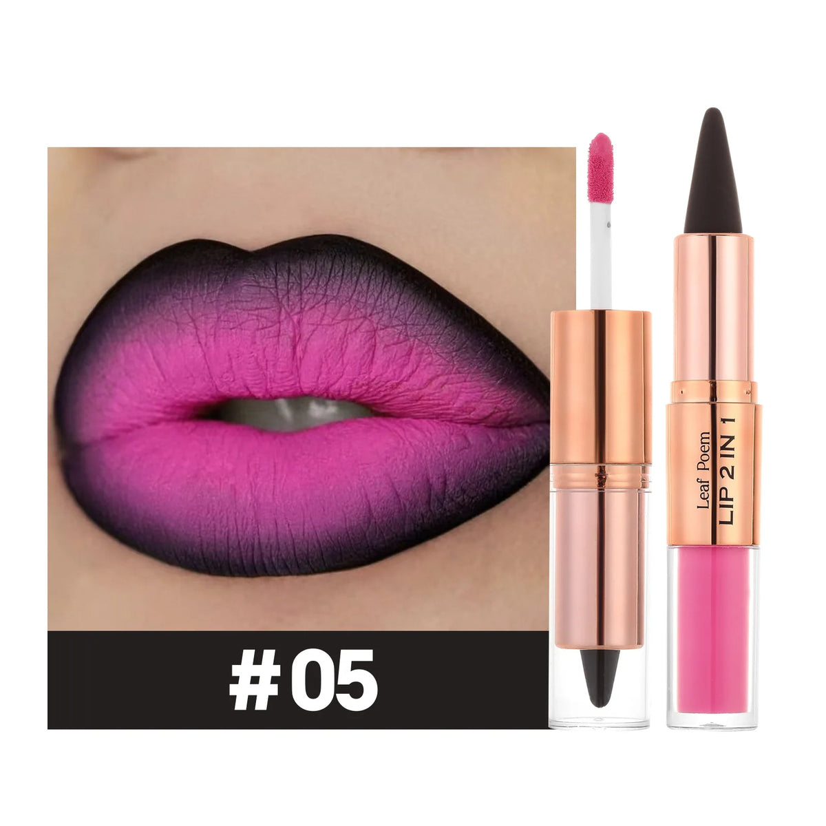 Waterproof Matte Black Lipstick and Lipgloss Duo