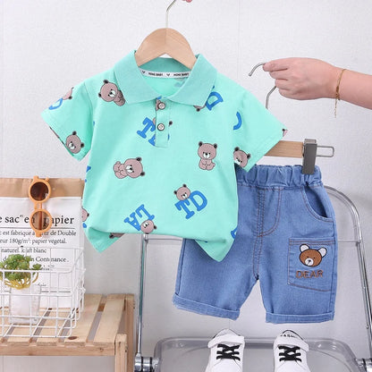 Boys Cartoon Bear T-Shirt and Shorts Set